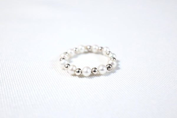 蛋圓點·綴珍珠戒指|925純銀