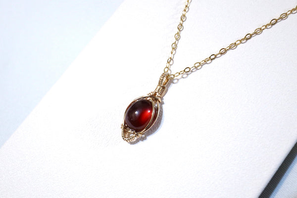 高品質石榴石花蕾項鏈|14K注金|金色