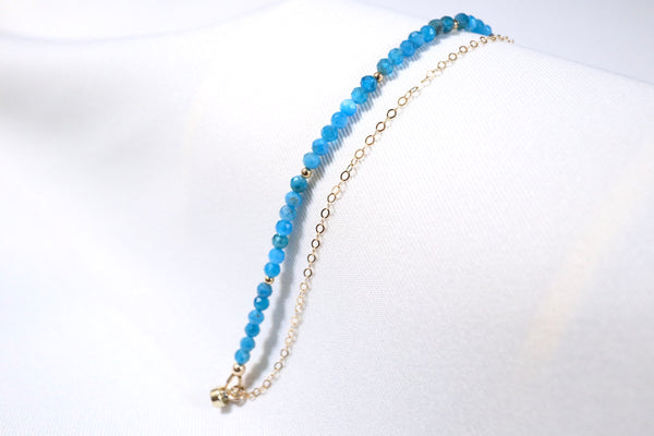 藍磷灰雙鏈手鏈|14K注金|金色