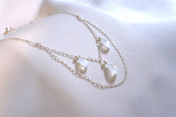 月亮石滿天星雙鏈頸鏈|925純銀