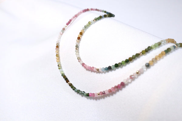 精選彩碧璽點.綴頸鏈|14K注金|金色