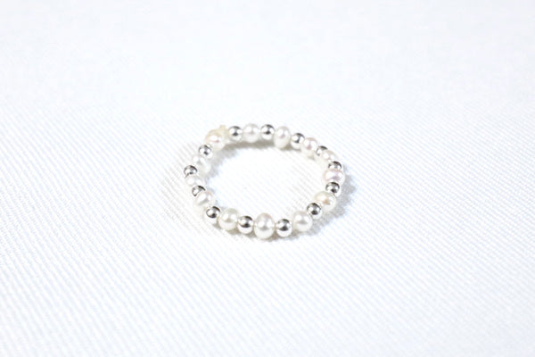 蛋圓精緻點·綴珍珠戒指|925純銀