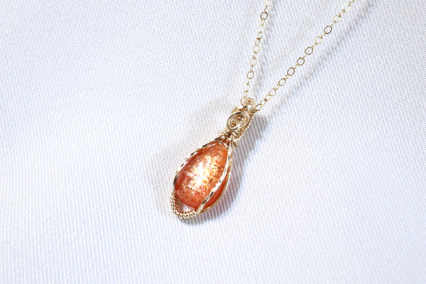 極品金太陽石項鏈|14K注金|金色