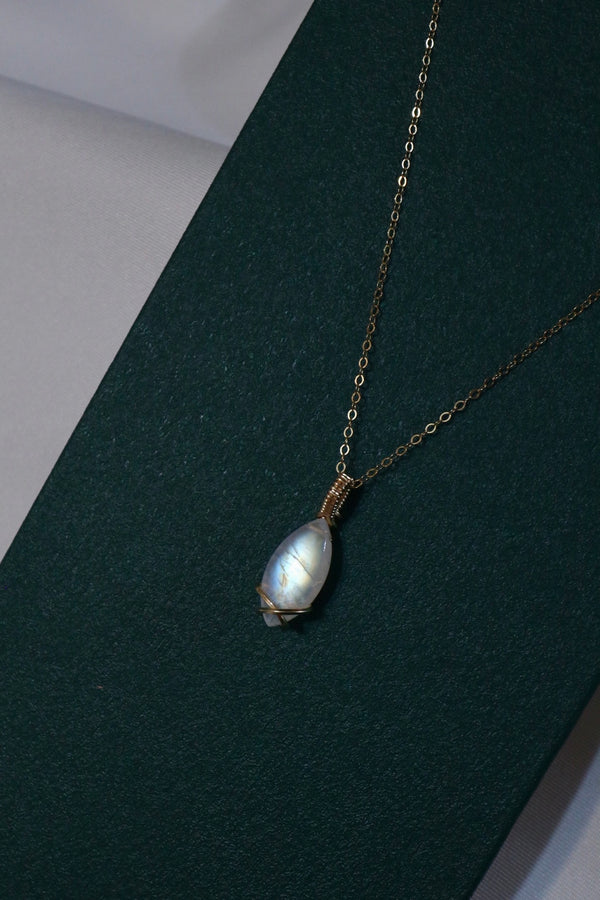 月亮石微風頸鏈|14K注金|金色