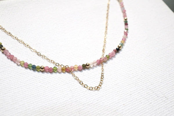 彩碧璽點·綴雙鏈手鏈|14K注金|金色