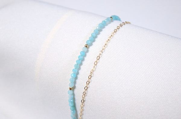 天河石雙鏈手鏈|14K注金|金色