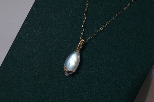 月亮石微風頸鏈|14K注金|金色