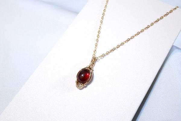 高品質石榴石花蕾項鏈|14K注金|金色