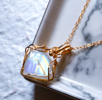 月亮石雲幕項鏈|14K注金|金色