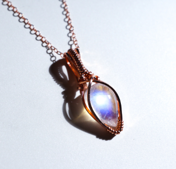 月亮石藍璃項鏈|14K注金