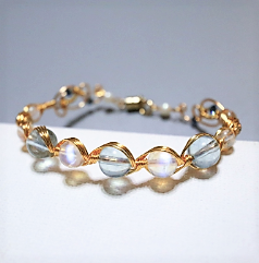 海藍寶月亮石糖果手鐲|14K注金|金色