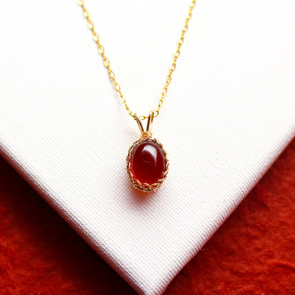 石榴石經典編織項鏈|14K注金