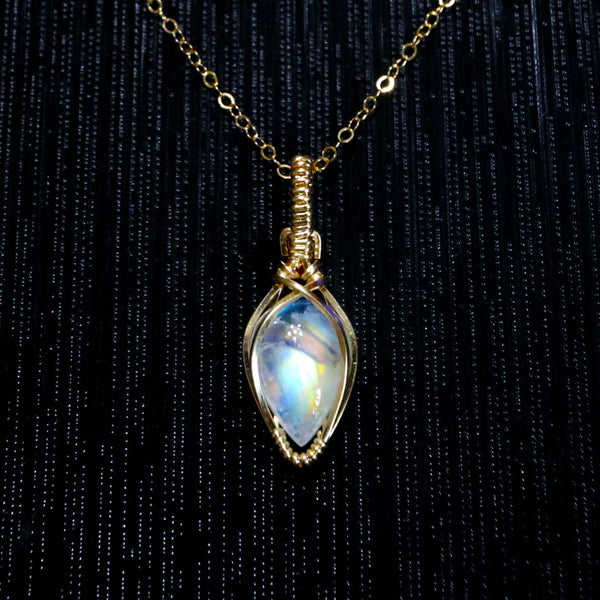 月亮石花蕾項鏈|14K注金|金色