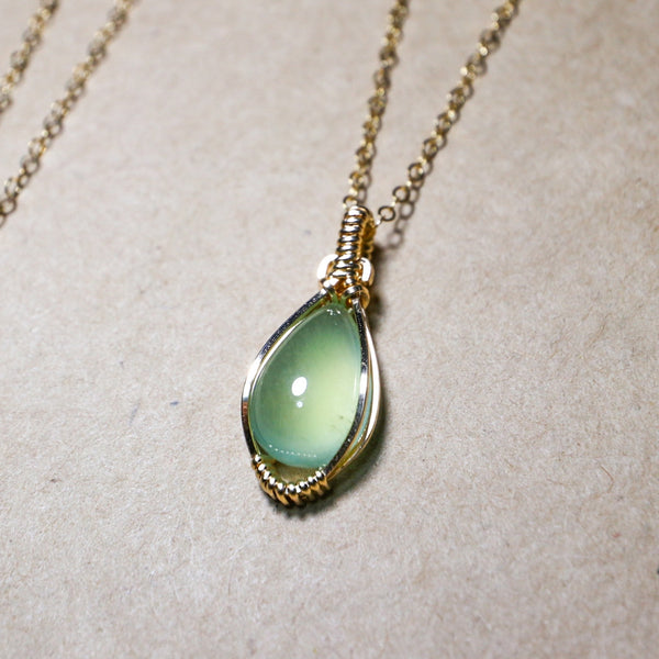 葡萄石極簡項鏈|14K注金|金色