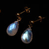 月亮石水滴耳環|14K注金|金色