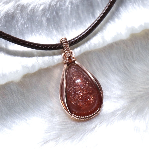 草莓晶極簡項鏈|14K注金|玫瑰金色|啡繩