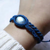 高品質強光拉長石蠟線編織手繩|藏藍色
