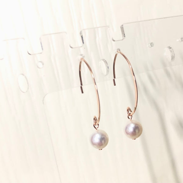 極光珍珠耳環|14K注金|玫瑰金色