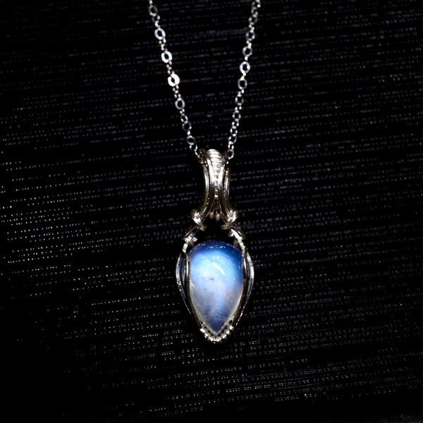 月亮石零棱項鏈|925純銀