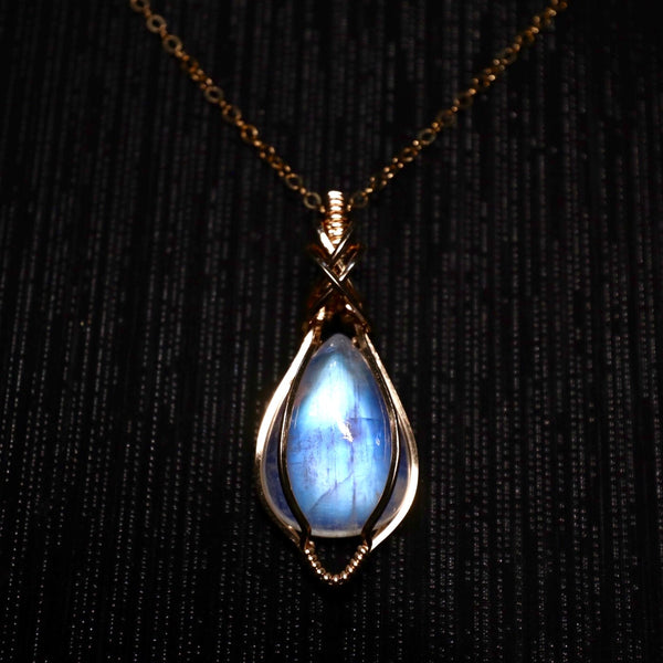 月亮石交織項鏈|14K注金|金色