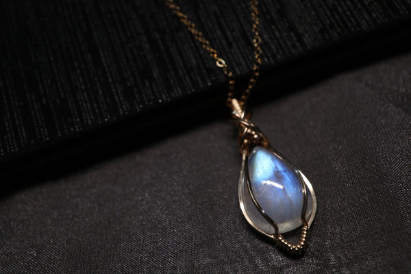 月亮石交織項鏈|14K注金|金色