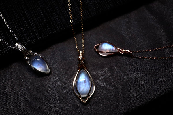 月亮石交織項鏈|14K注金|金色