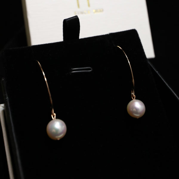 極光珍珠耳環|14K注金|玫瑰金色