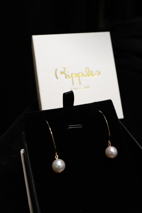 極光珍珠耳環|14K注金|玫瑰金色