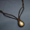 拉長石水滴蠟線編織頸繩|啡色