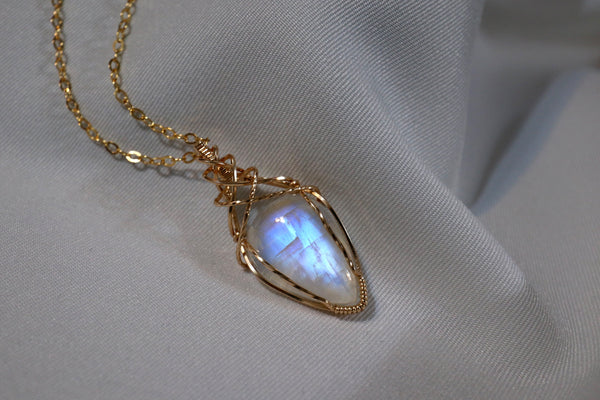 月亮石交織項鏈|14K注金|金色