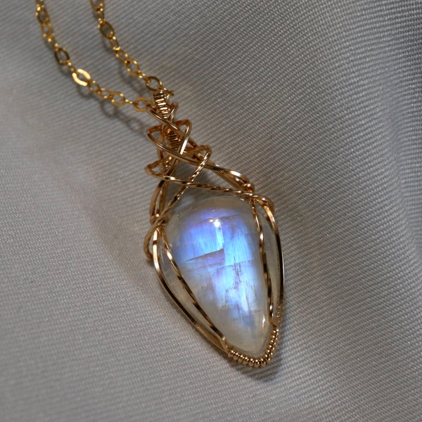 月亮石交織項鏈|14K注金|金色