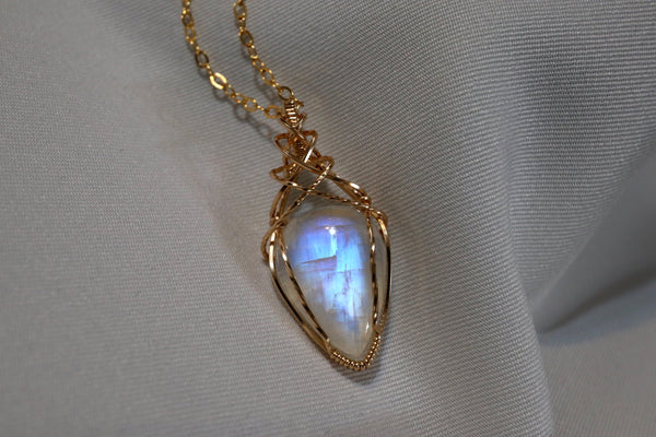 月亮石交織項鏈|14K注金|金色