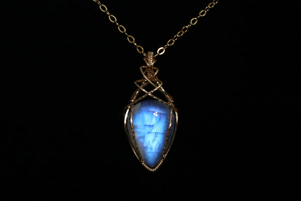 月亮石交織項鏈|14K注金|金色