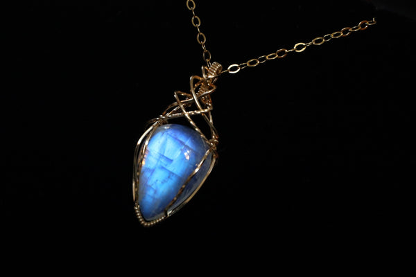 月亮石交織項鏈|14K注金|金色