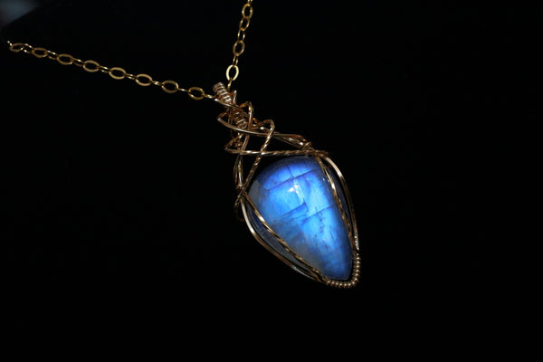 月亮石交織項鏈|14K注金|金色