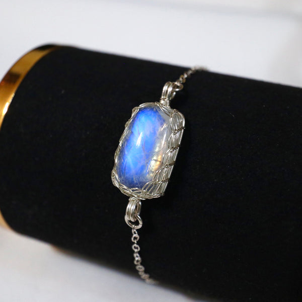 月亮石方糖手鏈|925純銀