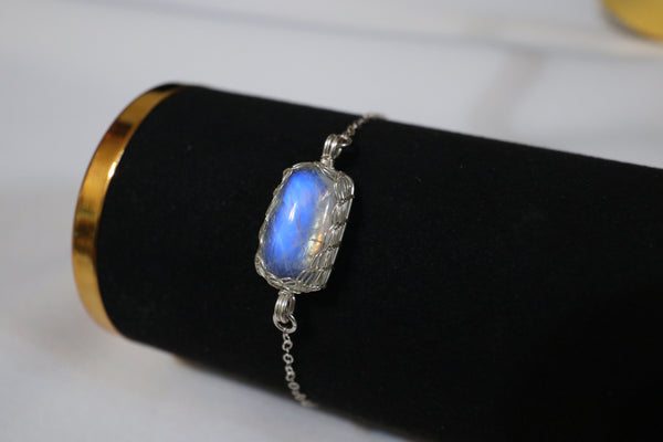 月亮石方糖手鏈|925純銀