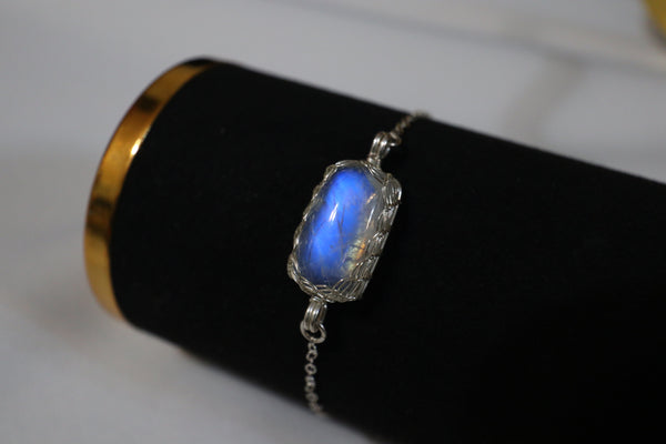 月亮石方糖手鏈|925純銀