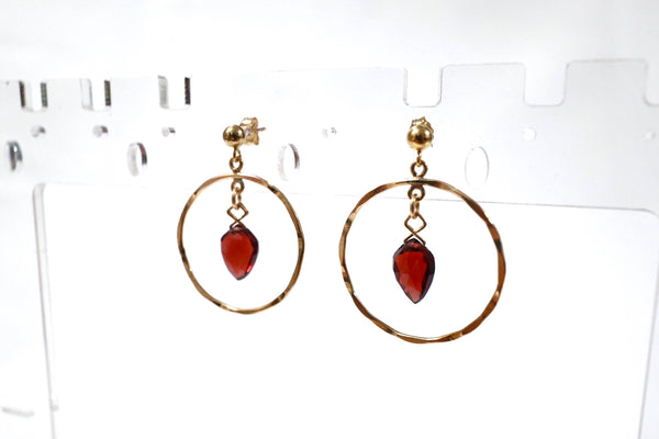 石榴石波紋耳環|14K注金|金色