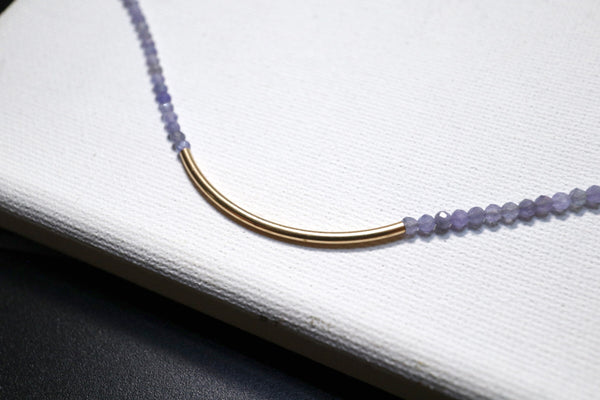 坦桑石彎月頸鏈|14K注金|金色