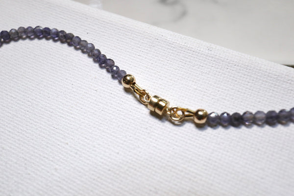 堇青石彎月頸鏈|14K注金|金色