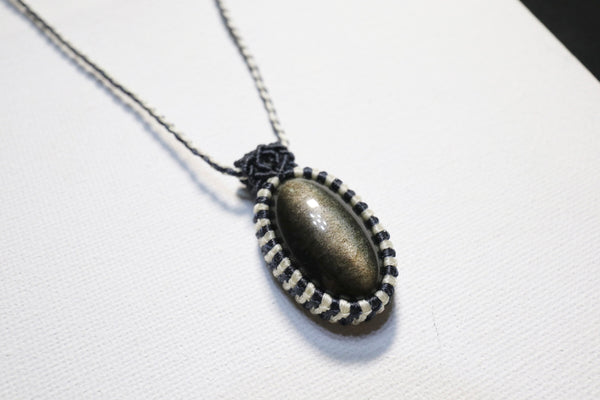 金曜石蠟線編織頸繩|深藍色x白色