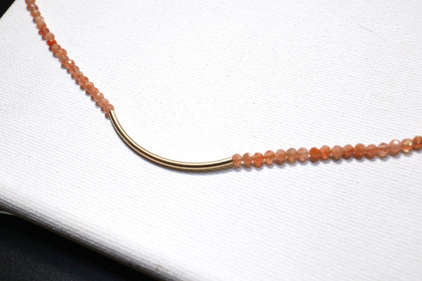 金太陽石彎月頸鏈|14K注金|金色