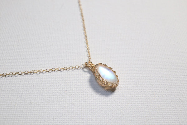 月亮石經典編織頸鏈|14K注金|金色