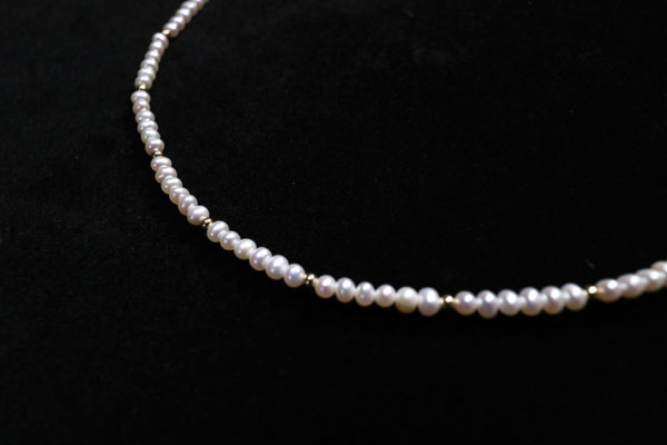 點.綴蛋圓極光珍珠頸鏈|14K注金|金色