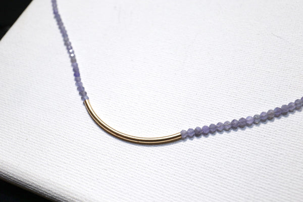 坦桑石彎月頸鏈|14K注金|金色