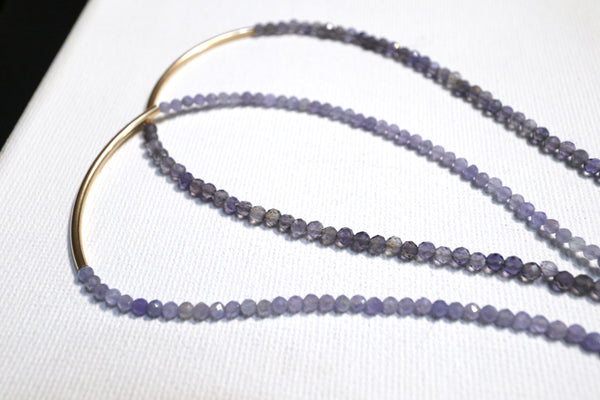 堇青石彎月頸鏈|14K注金|金色