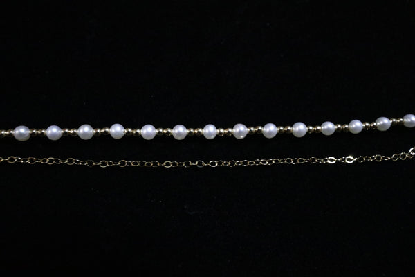 珍珠點·綴雙珠雙鏈手鏈|14K注金|金色