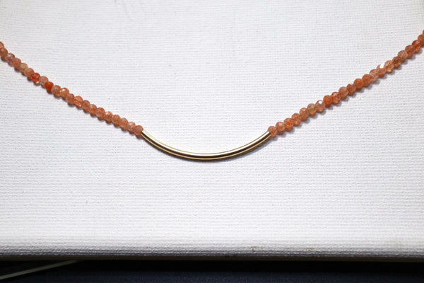 金太陽石彎月頸鏈|14K注金|金色