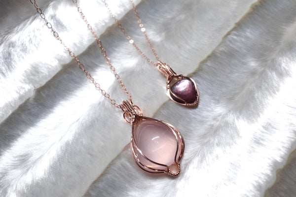 冰種粉晶女皇項鏈|14K注金|玫瑰金色